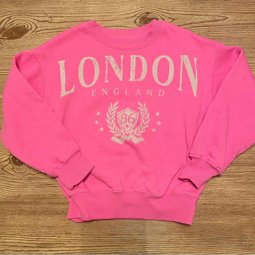 Goodie Two Sleeves Pink London Crewneck Sweatshirt